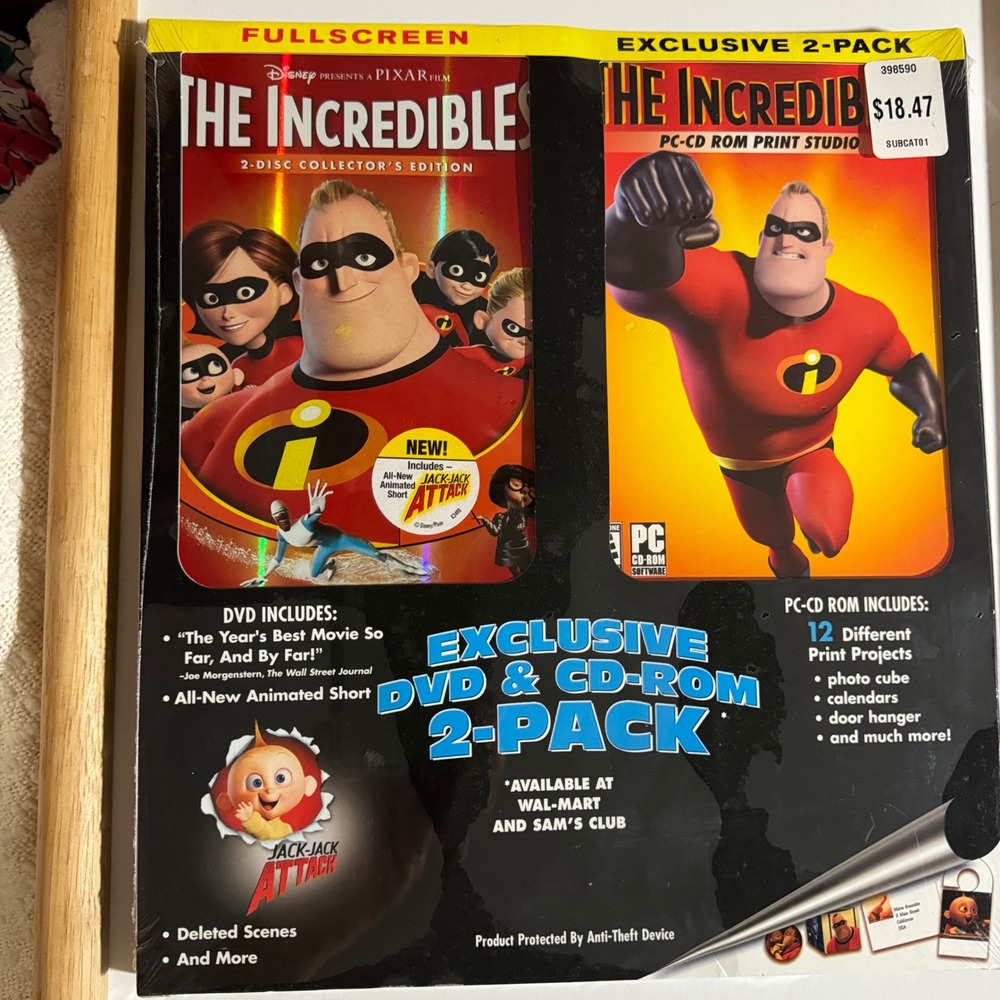 The Incredibles Disney Pixar DVD CD-ROM 2-Pack Collector's Edition Fullscreen